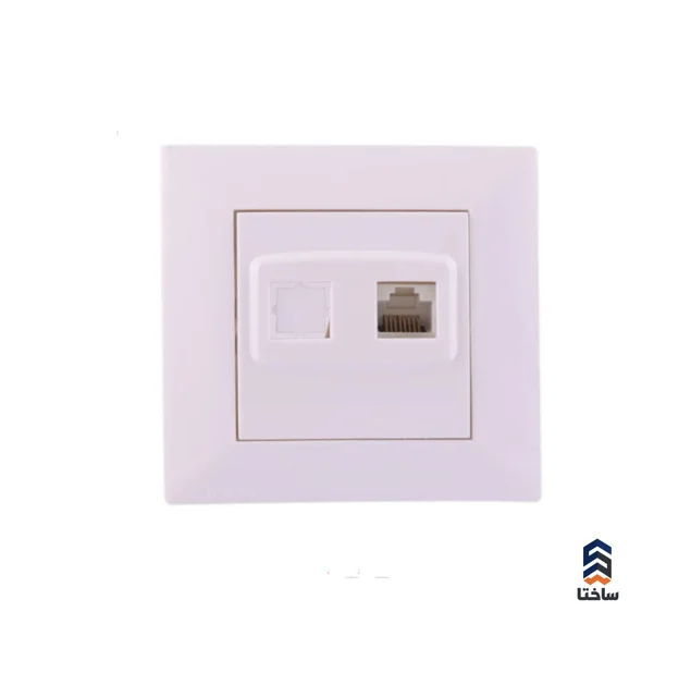 سوکت شبکه Cat6 جهان الکتریک مدل آیسان؛ تکپورت توکار سفید