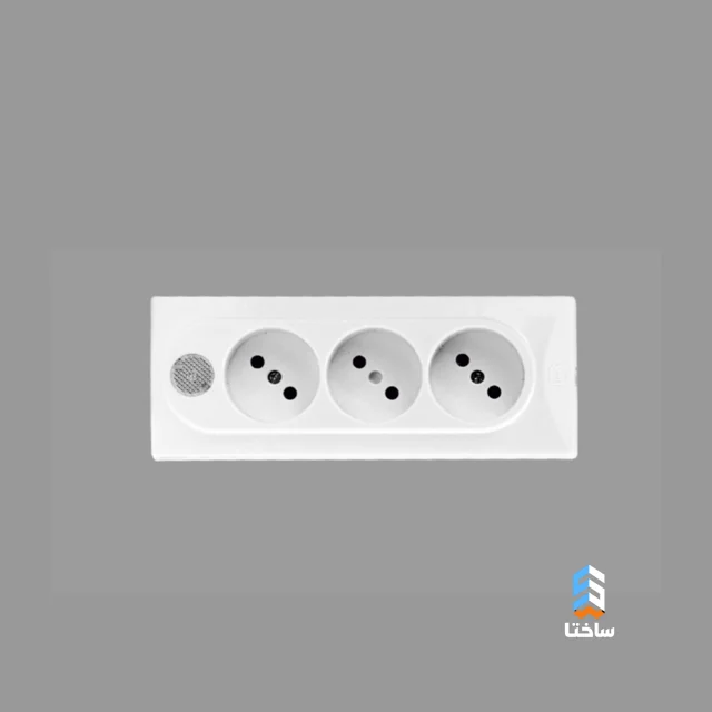 رابط برق ۳ خانه با محافظ ایمنی و کابل ۳.۸ متری سفید